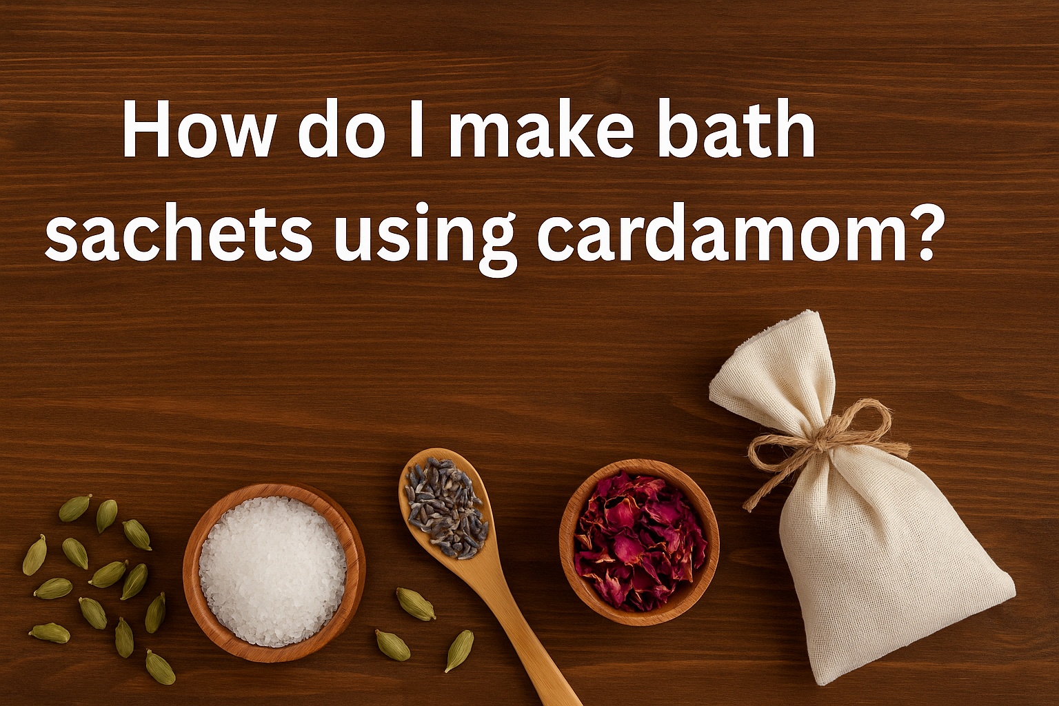 How do I make bath sachets using cardamom?