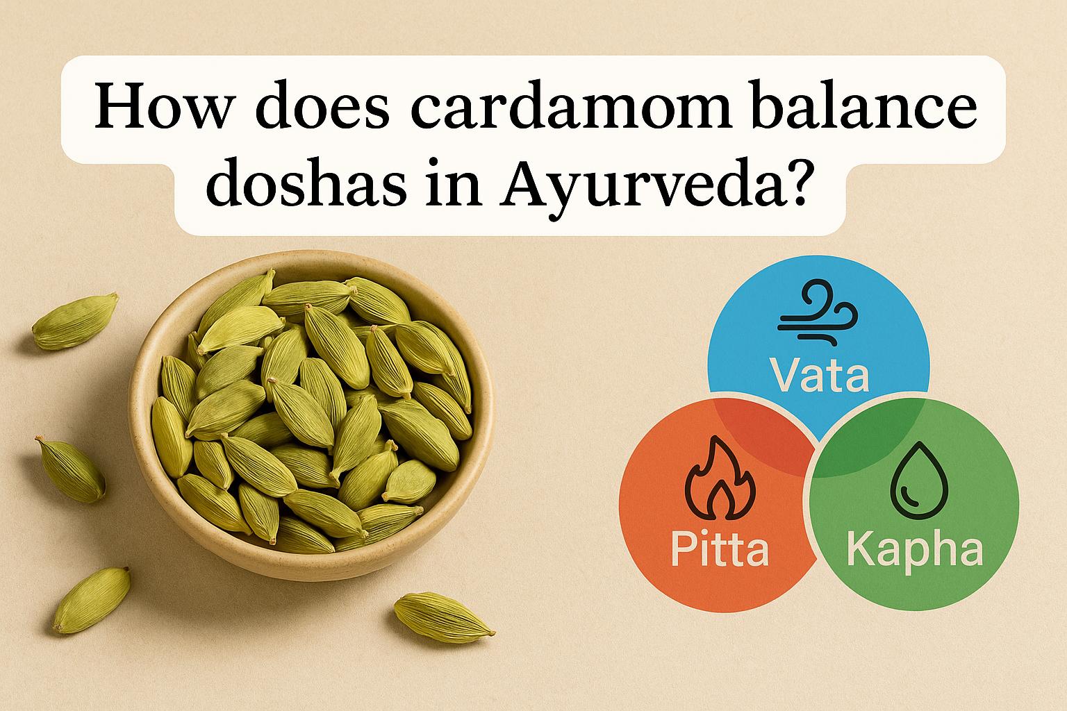 How does cardamom balance doshas in Ayurveda?