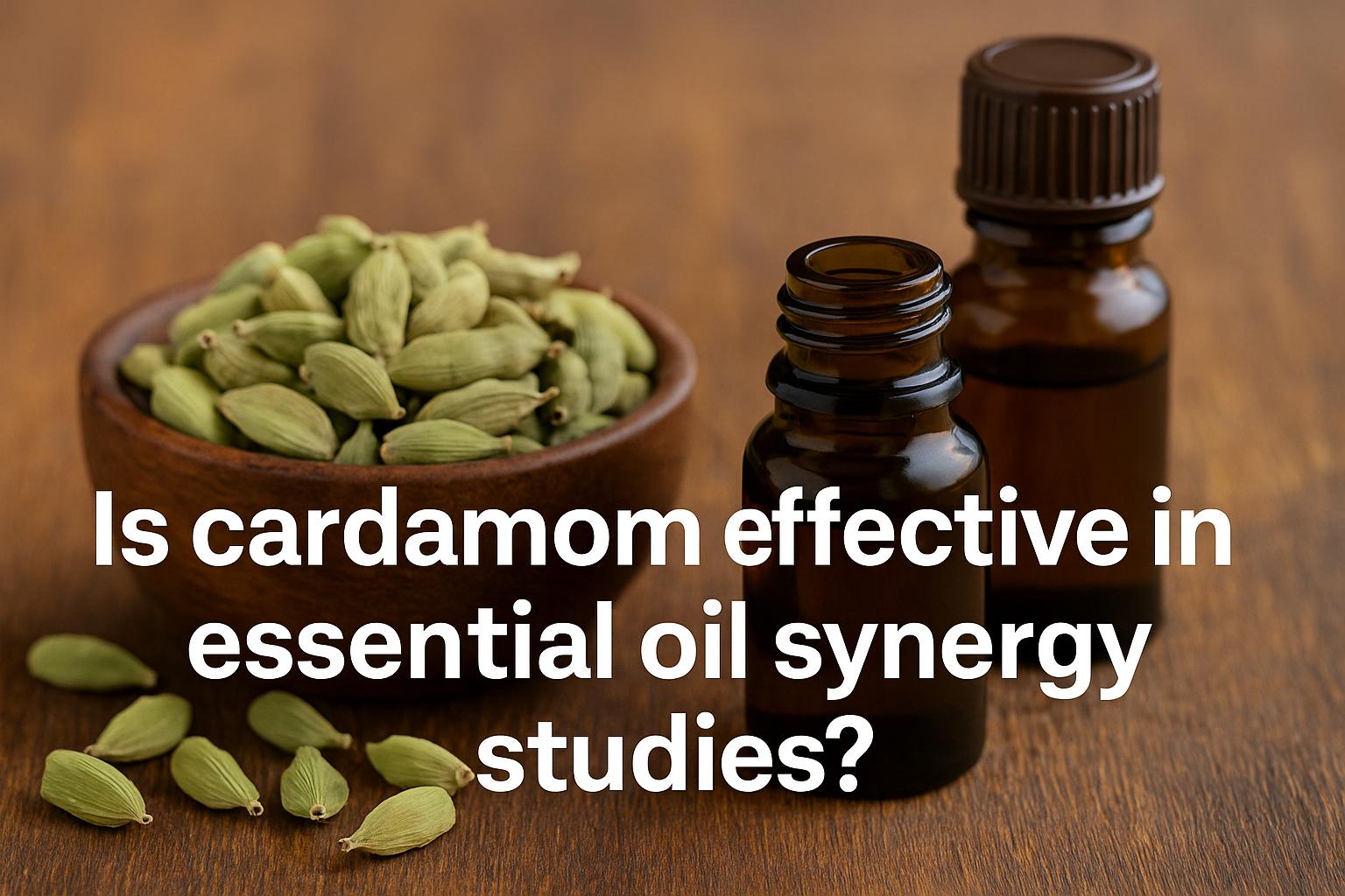 Is cardamom effective in essential oil synergy studies?