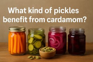 What kind of pickles benefit from cardamom?