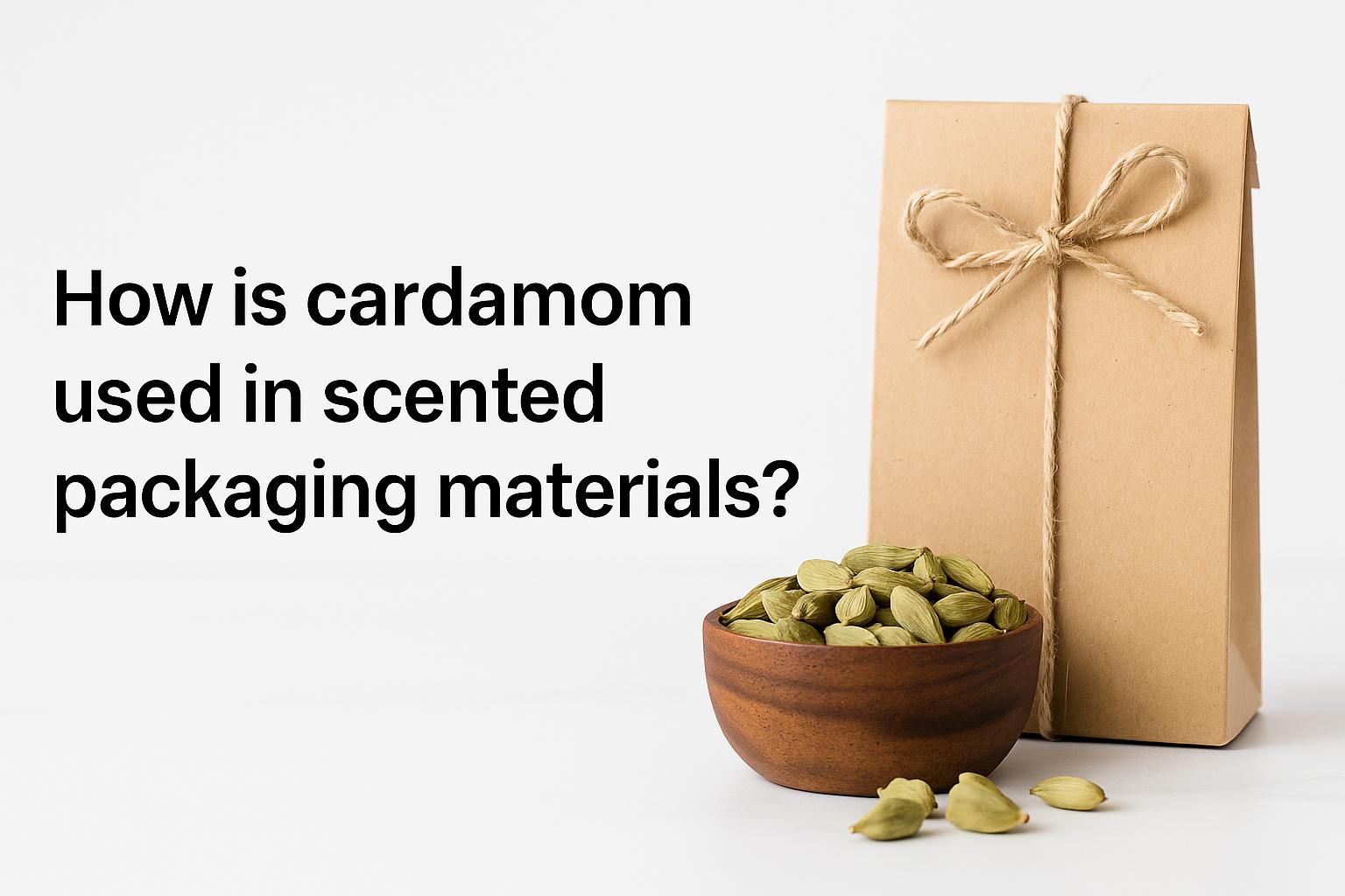 How is cardamom used in scented packaging materials?